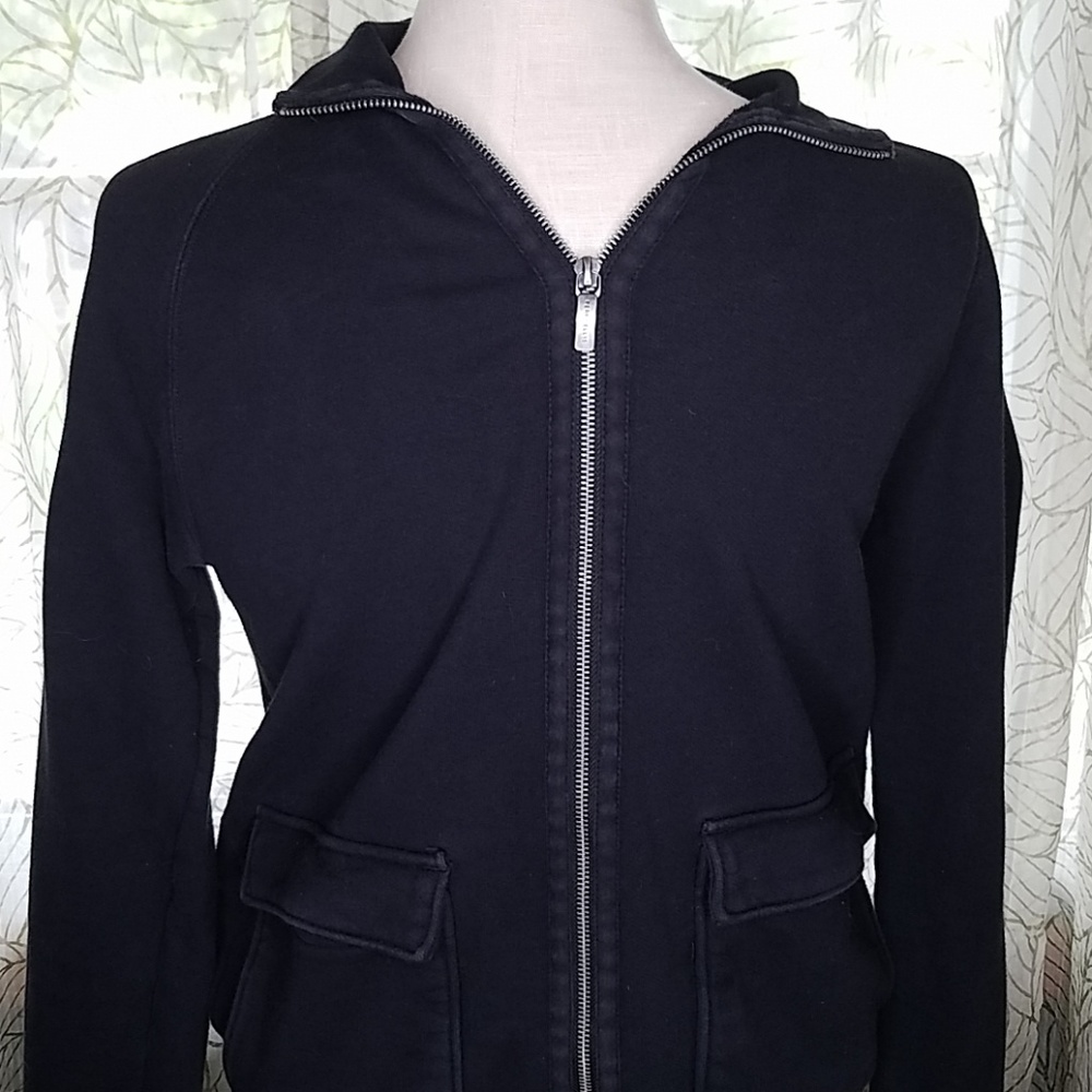 Perry Ellis jacket Womens small black Vintage Light Fall Autumn Ladies blk Bin12